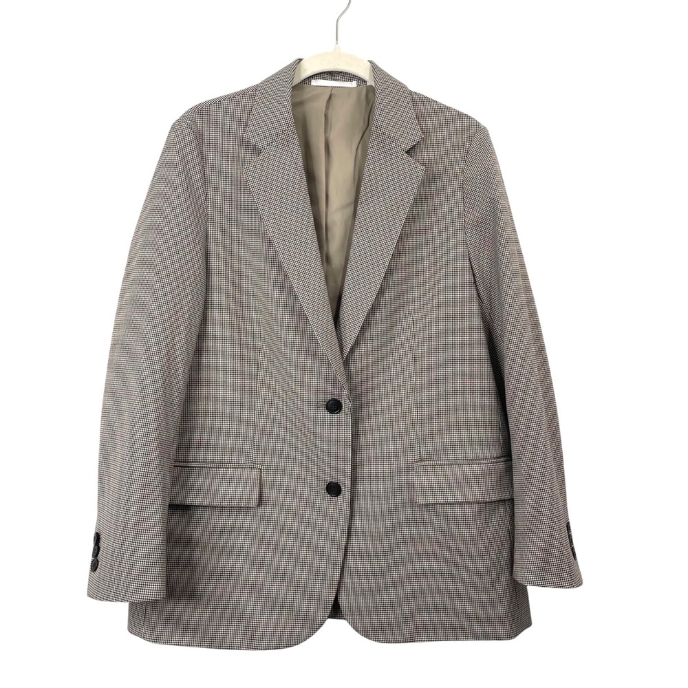 Uniqlo houndstooth plaid single breast relaxed blazer Size XS brown neutral fall